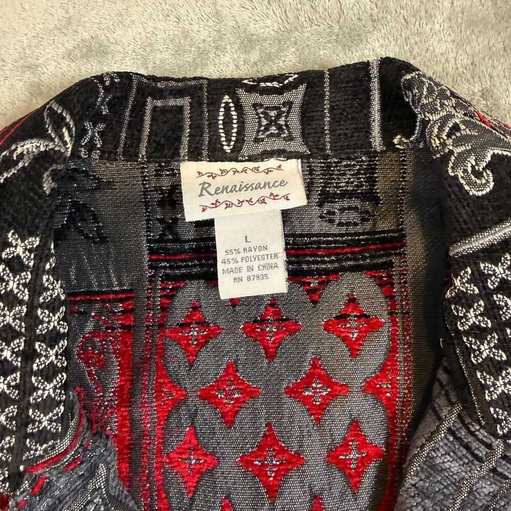 Vintage Renaissance Tapestry Patchwork Jacket Red… - image 2